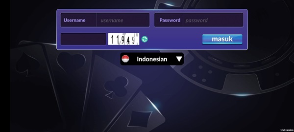 Login Aplikasi Poker