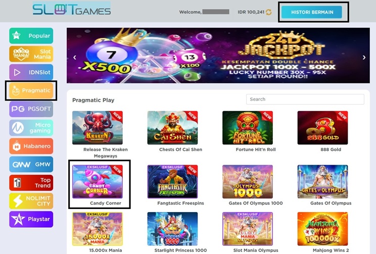 Menu Halaman Slot Gamess