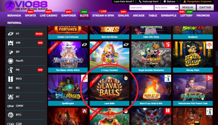 game slot lava balls di situs vio88